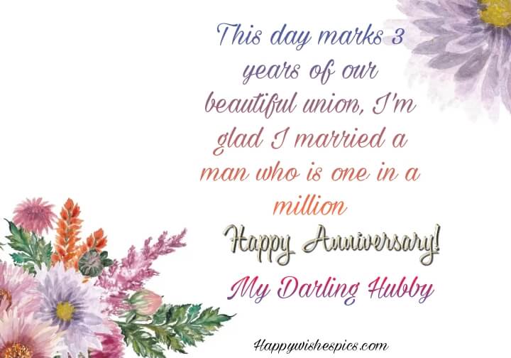 Happy 3rd Marriage Anniversary Wishes For Hubby