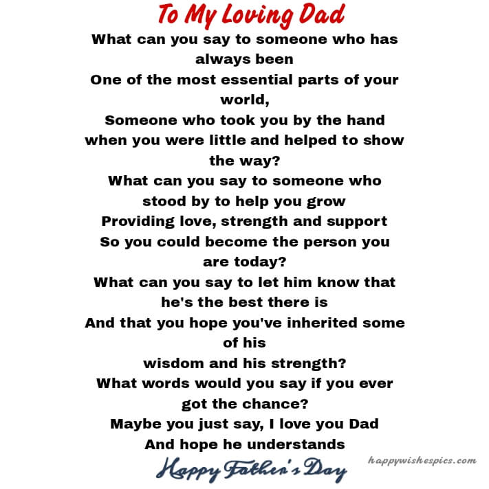 Happy Fathers 2023 Day Poems In English